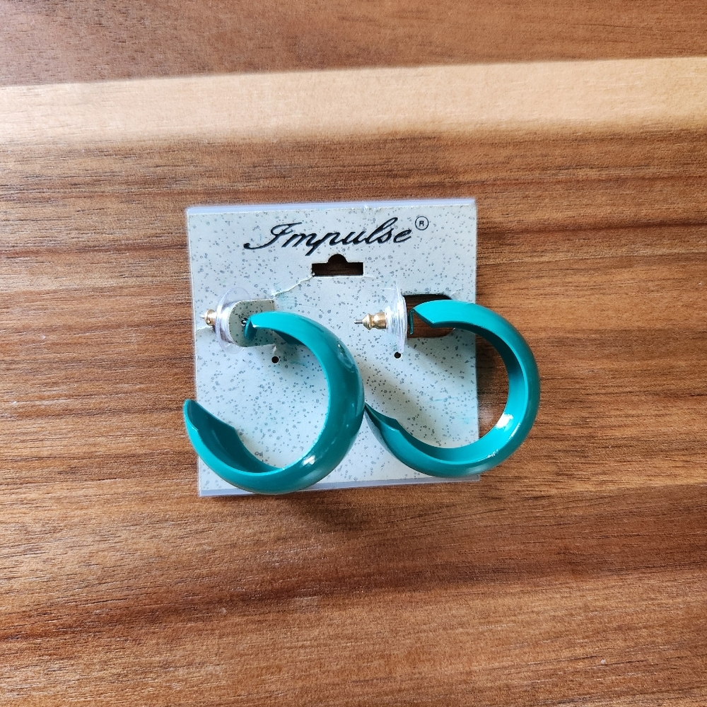 Impulse Teal/Green Hoop Earrings